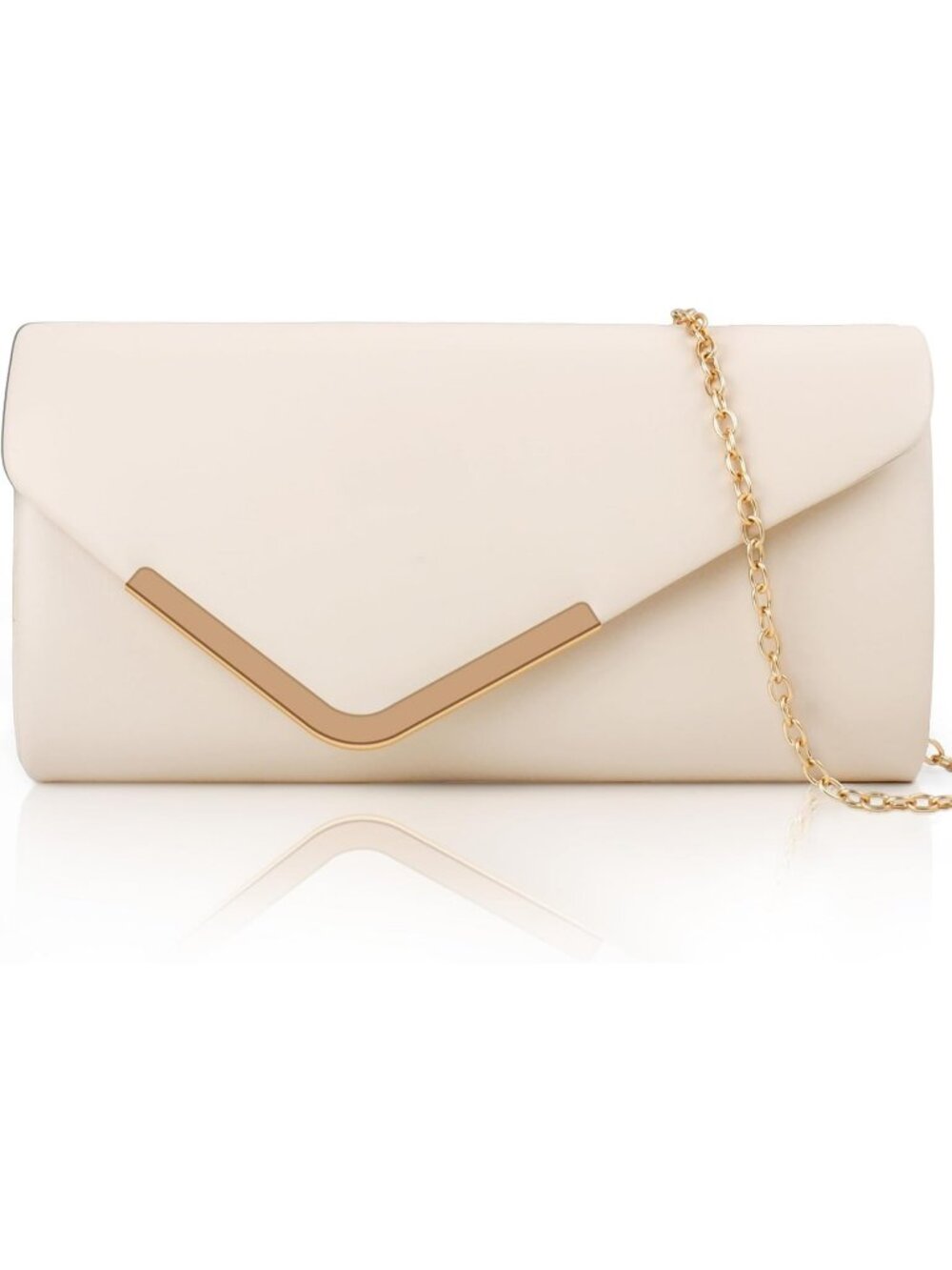 Women's Nude Lace Floral Mesh Envelope Chain Crossbody Prom Evening Bag Clutch